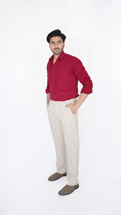 Ivory Beige Trousers