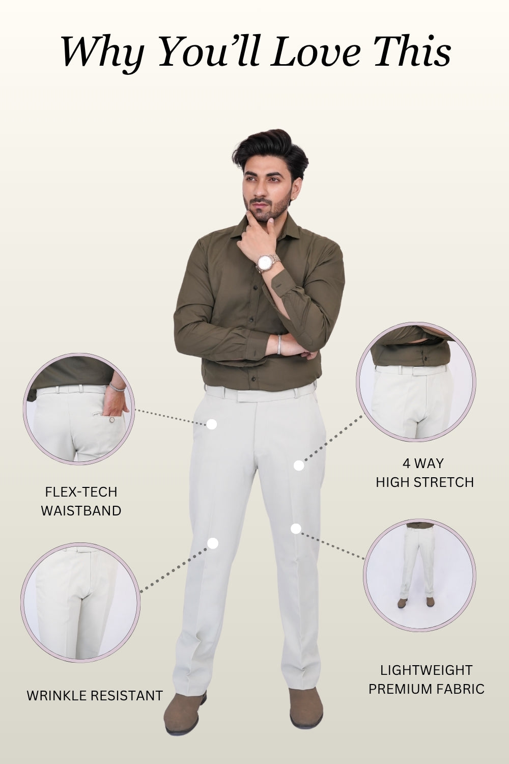 Sage Cream Trousers