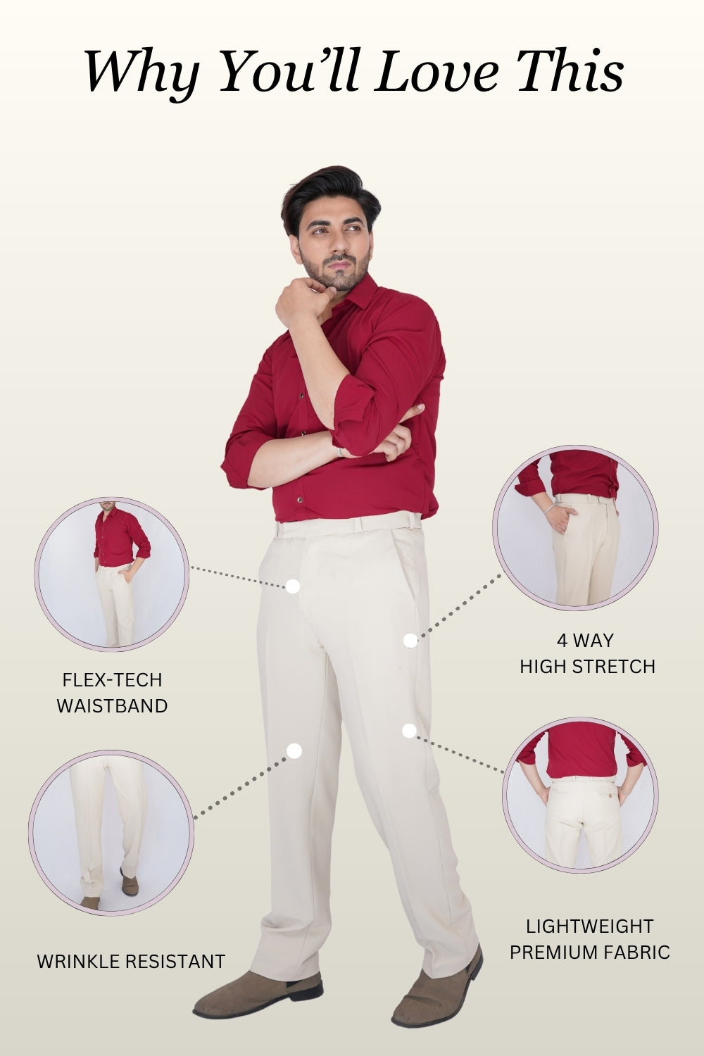Ivory Beige Trousers